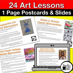 24 Art Lesson Cards and Slides | Sub Plans, Choice Boards, Lesson Starters