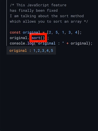ToSorted #JavaScript #CodingTips #WebDevelopment #CodeSnippet #DevLife #Programming #LearnToCode #CodeTutorial #FrontEndDev #TechTok #CodeWithMe #CodeExplained #JSFeatures #DeveloperLife #CodeOptimization #ToSorted