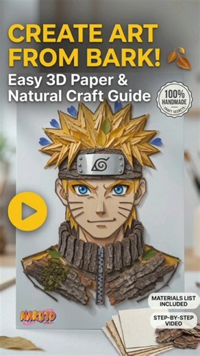 Creating Naruto Uzumaki Using Real Leaves, Bark & Twigs 🍂