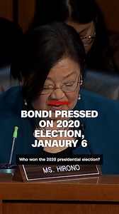 During the confirmation hearing for Pam Bondi, President-elect Donald Trump's pick for attorney general, Hawaii Sen. Mazie Hirono pressed her about who won the 2020 election. https://cnn.it/3PDmXs7 | CNN Politics