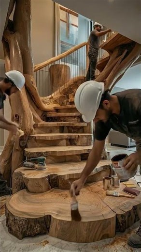 How This Tree Staircase Is Built | Sculptural Wood Stair Timelapse