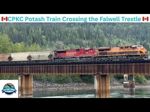 5-Locomotive CPKC Potash Train Powers Over Farwell Trestle – Revelstoke, BC
