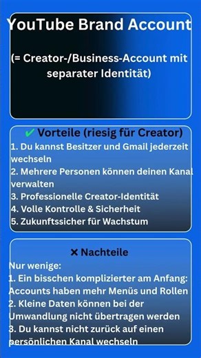 YouTube Brand Account via persönlicher YouTube‑Kanal