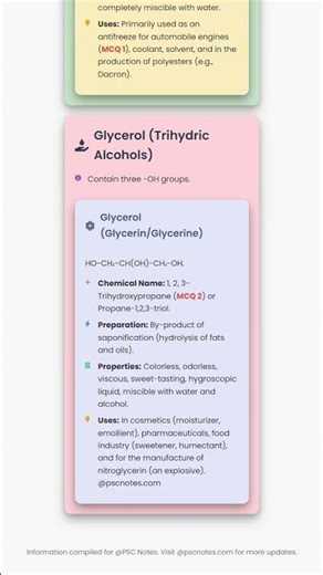 Polyhydric Alcohols Glycols and Glycerol - preparation, properties, uses