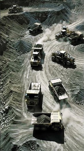 Giants at Work: Massive Dump Trucks in Action at the Mine! 🚧