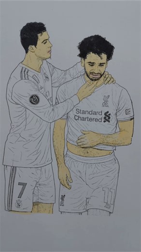 "Ronaldo 🤍 Mohamed Salah ❤️ | Respect in Football 🤝 | Art Drawing" #ronaldo #MohamedSalah