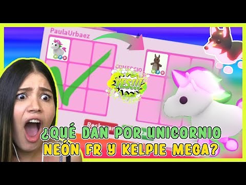 🦄 TRADEO UNICORNIO NEÓN FR ➕ KELPIE AUSTRALIANO MEGA R 🤯 Consigo MUCHOS LEGENDARIOS Adopt Me Roblox!