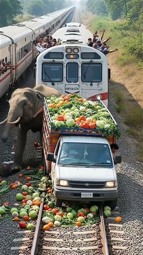 Elephant Rescues a Car Stuck on Railway Tracks!