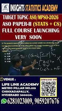 🚀TGPSC ASO/MPSO 2026 Statistics Paper-II Course Launch | Best Coaching for ASO Aspirants