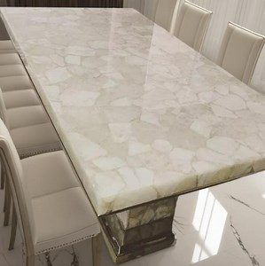 Handmade White Agate Dining Tabletop: Natural Stone Kitchen Counter - Etsy