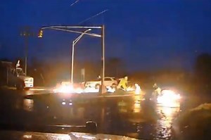 Utility worker escapes being zapped in fiery explosion