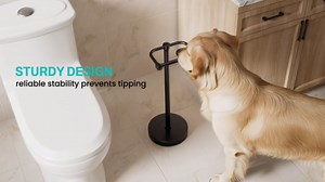 Toilet Paper Holder Stand, Free Standing Toilet Paper Roll Holder, Matte Black 304 Stainless Steel, 4.82 lbs Weighted Base, Bathroom Tissue Holder, 22.8" Height