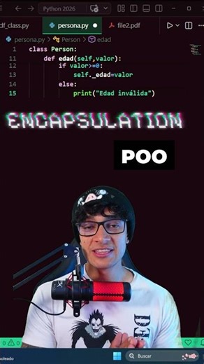 cómo es el encapsulamiento en Python a través del decorador property. #programacion #python #poo