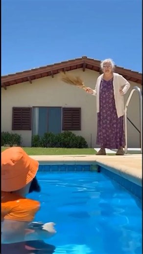 I invaded my neighbor's pool 🌈 #viralshorts