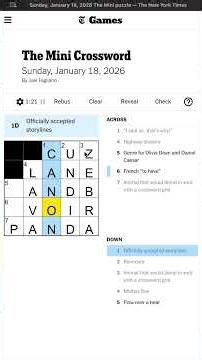 NYT Mini Crossword - January 18th 2026