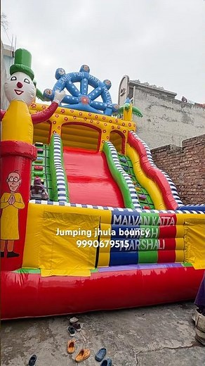 Bachcho ka jhula Inflatable Bouncy castle new design sig zag three slide jumping 9990679515 #mela