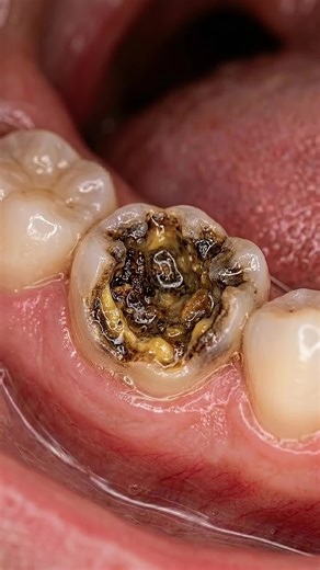 Rotten Tooth Packed With Filthy Debris Gets Cleaner #dentalcleaning #toothcleaning #dentalcare