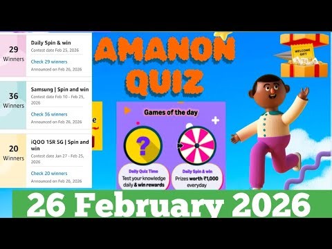 Amazon Funzone winner list Quiz Answer Today I Funzone Carnival Quiz Answer Today, 26 February 2026