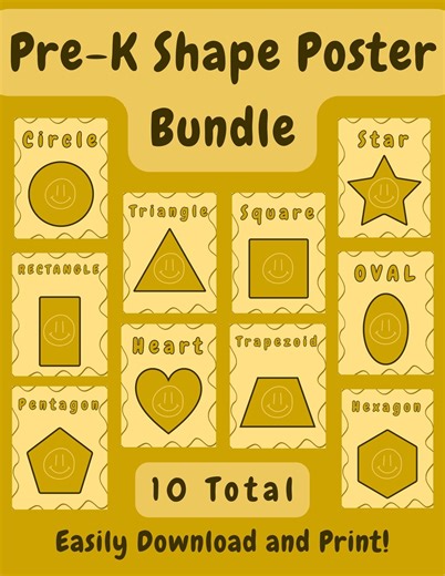 Pre-k Shapes Poster Bundle | 10 Learning Shapes Chart (digital Download) - Etsy