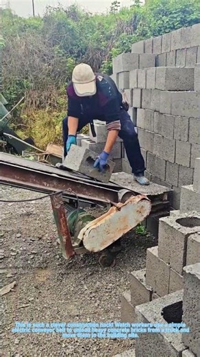 Brick Unloading with Conveyor Belt: Smart Construction Hack
