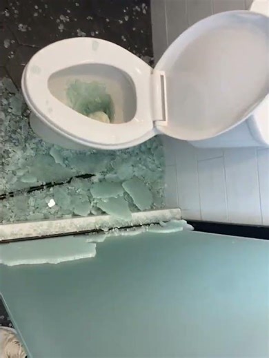 Shower door shatters at work in Panama City Beach, Florida, USA