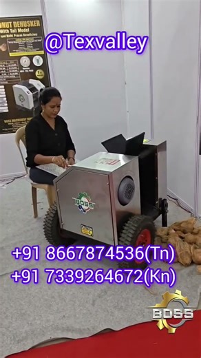 Mrs. Sudha, M/s Yugaa Natural, testing our Innovative Coconut Dehusking M/v @Agricultural Expo 2025