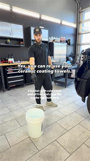 Ron Ginn on Instagram: "Start re-using your coating towels!! Stop using cheap one-time use towels and invest in some quality microfibers for removing ceramic coating. I personally use Eagle Edgeless 500 towels from @theragcompany Immediately after you’re finished with the coating throw them in the washer. If you’re doing a multiple layer coating just grab a bucket and throw the towels in there to soak while you wait. The soap and water will deter the coating residue on the towels to harden. ALWA