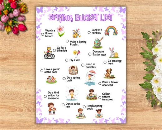 Spring Bucket List Printable, Family Spring Activities Planner, Kids Seasonal Checklist, Spring to Do List - Etsy