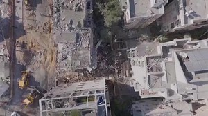 Drone video shows rocket strike damage to Tel Aviv residential area