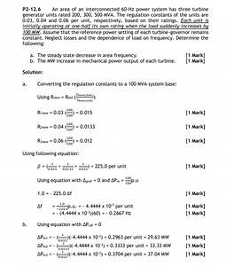 An area of an interconnected 60-Hz power system has three turbi... | Filo