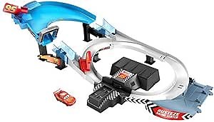 Disney Car Toys Rusteze Double Circuit Speedway Playset Test Track Set for Drift, Race and Crash Competitions, with Lightning McQueen Vehicle, Kids Birthday Gift for Ages 4 Years and Older