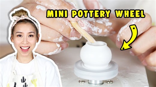Trying a mini pottery wheel - Tina tries it