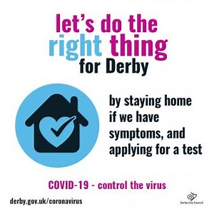 We all have a responsibility to keep people in Derby safe by following these important guidelines. ↔️Keep our distance 🖐️Wash our hands 🏠Stay home and apply or a test if we show symptoms 😷Wear a face covering if we can | Derby City Council
