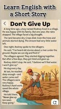 Learn English with a Short Story. Don’t Give Up.Reading & Listening Practice #english #spokenenglish