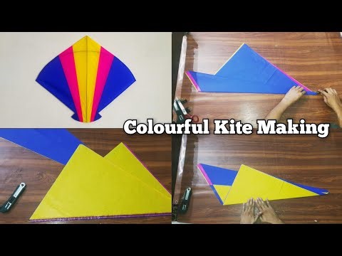 How To Make Colourful Kite. How To Make 1 Tawa Teddi Pan Kite at Home. 3 Colour Kite Making.