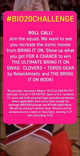 #BIO20Challenge @rebelathleticcheer #BringItOn #BringItOnBook #bringitonchallenge #cheer #cheerleading #dance #challenge #contest #gymnastics