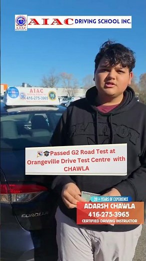 G2 Driving Test Success at Orangeville Drive Test Centre