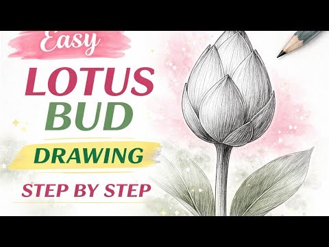 Easy Lotus Bud Drawing Step by Step ✏️ | Pencil Sketch Tutorial