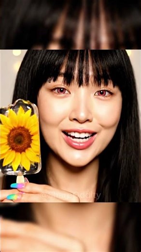 Sunflower Popsicle 🌻 | Transparent Glass Popsicle with Sunflower Inside #mukbang #satisfying