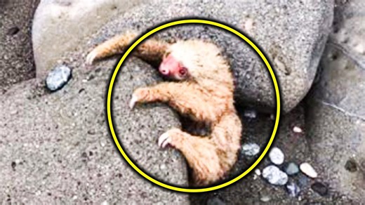 Couple Saw This Lifeless Creature Clinging Onto Rocks But As They Approached They Heard A Noise