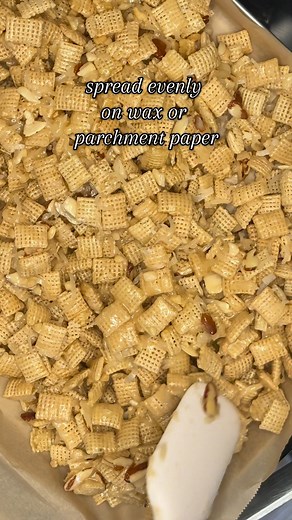 This Rice Chex Classy Candy combines crispy Rice Chex cereal, shredded coconut, sliced almonds, and macadamia nuts — all coated in a homemade buttery vanilla syrup that turns into the perfect glossy, irresistible coating. It’s no-bake, simple to make, and absolutely perfect for holiday gifting, game-day snacking, or a sweet movie-night treat. Everyone will be asking for the recipe! #RiceChexCandy #ChexMix #HomemadeCandy #SweetTreats #EasyDesserts #NoBakeRecipes #HolidayCandy #CrunchySnacks #Dess