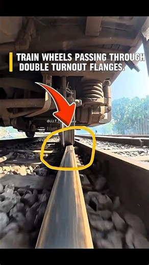 Train wheels passing through double turnout flanges Explained. #Wheels #train #crossing #shorts