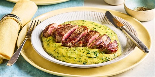 Lamb with Creamy Spinach Polenta