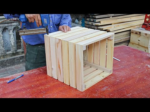 Great Woodworking Idea From Small Wooden Slats // How To Make Trash From Wood // Wood Recycling Idea