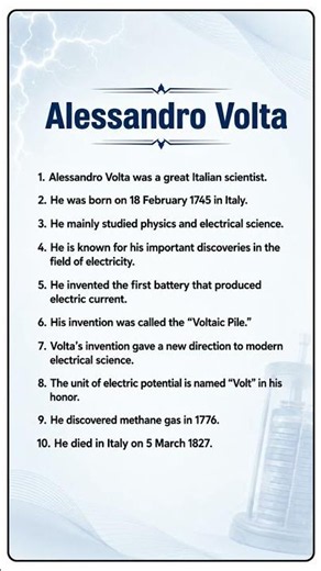 Alessandro Volta || 10 Lines On Alessandro Volta