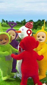 Keeping the winter blues away one BIG hug at a time! 💜💚💛❤️ Video: All four Teletubbies hug a snowman. | Teletubbies