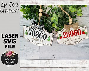 Zip Code Address House Number Ornament Personalized Family Town City Christmas SVG Laser File Wood Digital Cutting Glowforge - Etsy