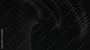 This stock motion graphic video of 4K Black Waves Background with gentle overlapping curves on seamless loops.