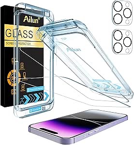 Ailun OnePeel Installation Frame Screen Protector for iPhone 14 Pro Max [6.7 inch] 2 Pack+2 Pack Camera Lens Protector,Sensor Protection,Dynamic Island Compatible,Tempered Glass,Case Friendly