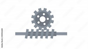 Worm gear. Animation of the mechanism, the alpha channel is enabled. Cartoon